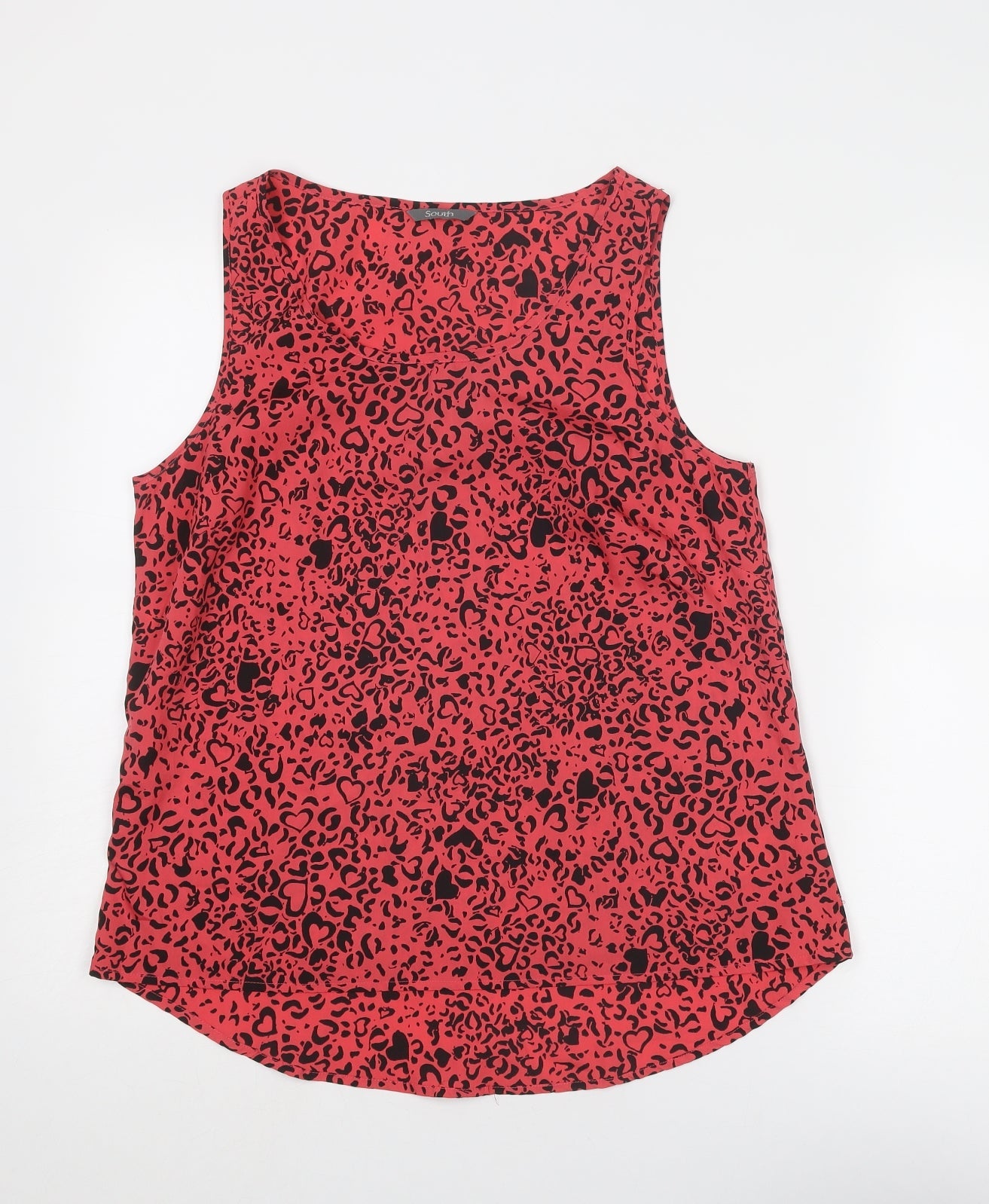 South Womens Pink Animal Print Polyester Basic Tank Size 12 Scoop Neck