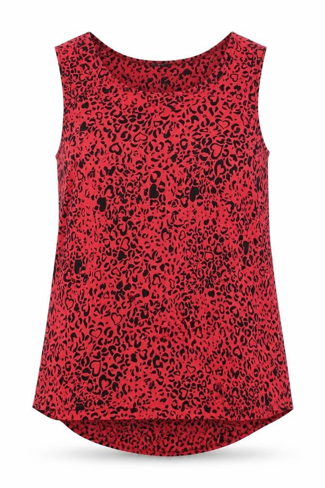 South Womens Pink Animal Print Polyester Basic Tank Size 12 Scoop Neck