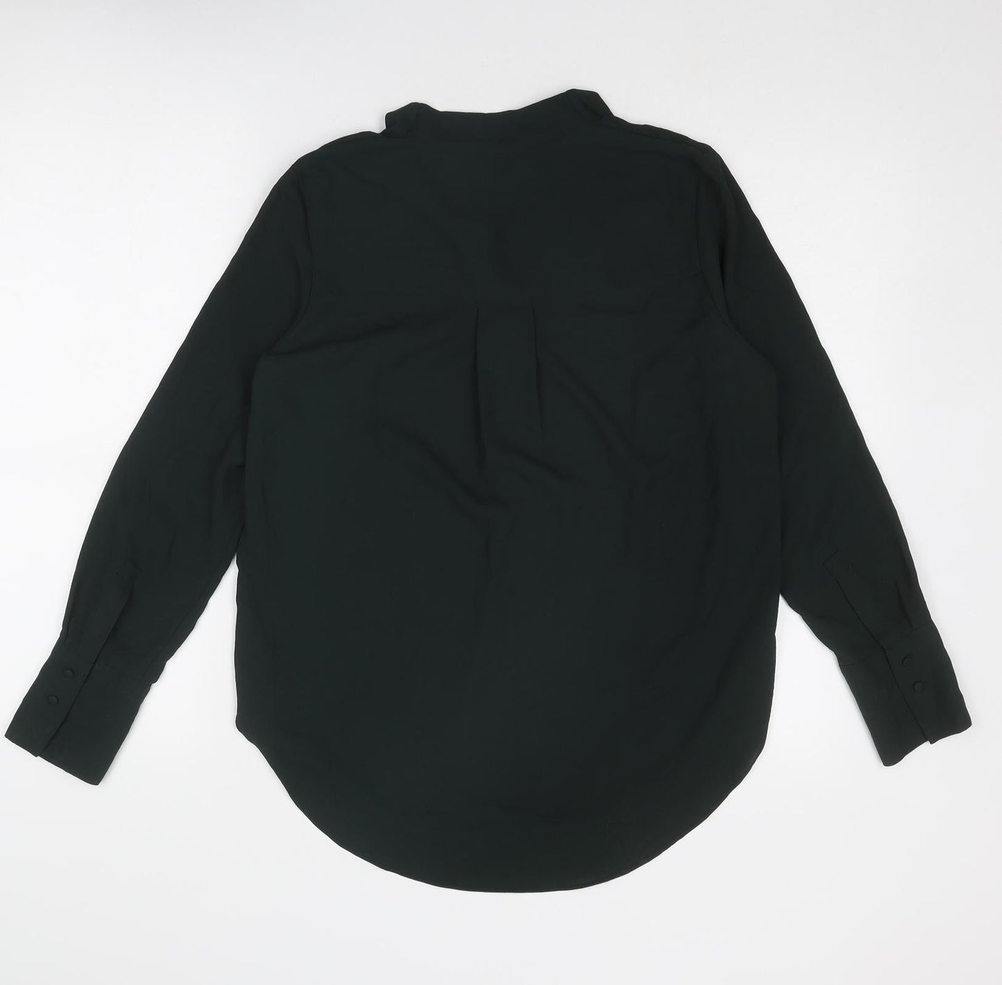 H&M Womens Green Polyester Basic Blouse Size 8 V-Neck