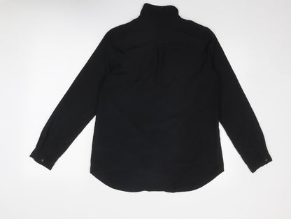 South Womens Black Polyester Basic Button-Up Size 10 Collared