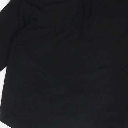 South Womens Black Polyester Basic Button-Up Size 10 Collared