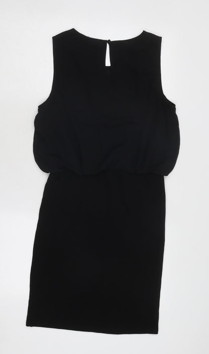 VILA Womens Black Polyester A-Line Size S Round Neck Button