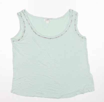 Monsoon Womens Green Viscose Basic Tank Size 16 Scoop Neck - Embellished