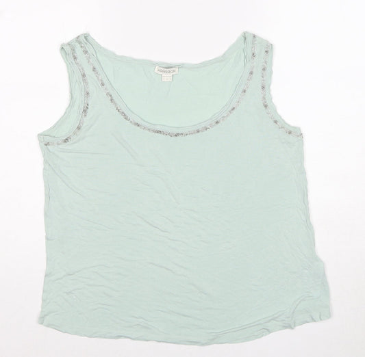 Monsoon Womens Green Viscose Basic Tank Size 16 Scoop Neck - Embellished