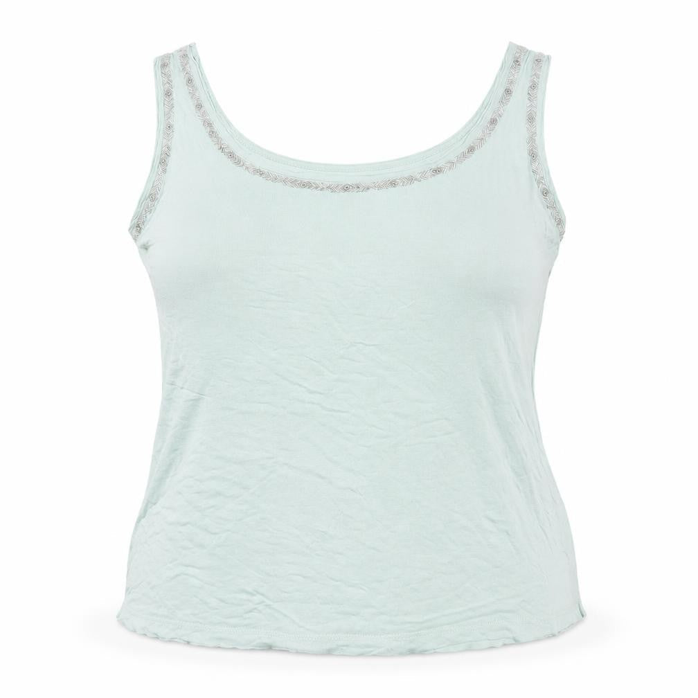 Monsoon Womens Green Viscose Basic Tank Size 16 Scoop Neck - Embellished