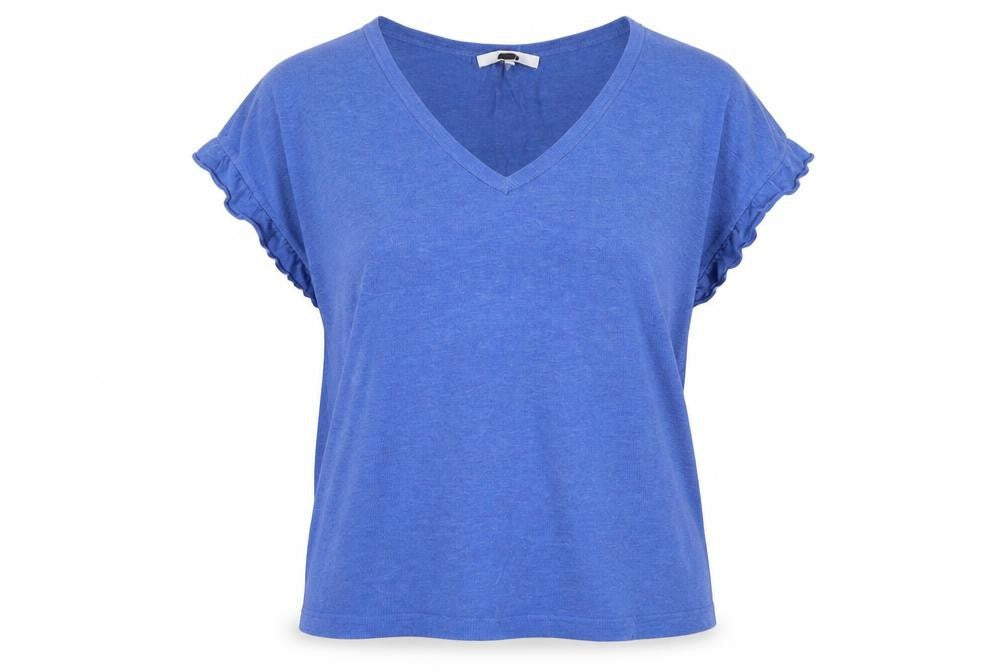 NEXT Womens Blue Acrylic Basic T-Shirt Size L V-Neck