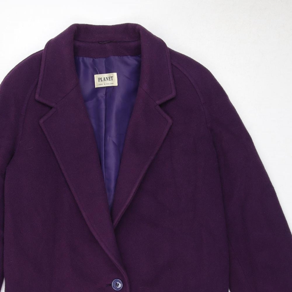Planet Womens Purple Overcoat Coat Size 10 Button
