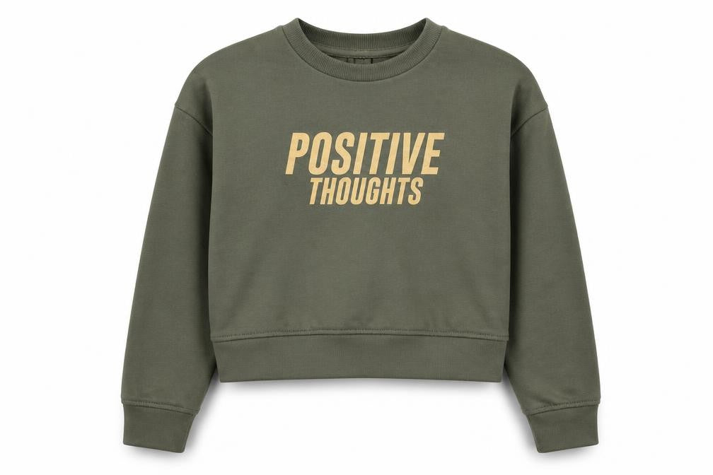 Zara Girls Green Polyester Pullover Sweatshirt Size 11-12 Years Pullover - Positive Thoughts
