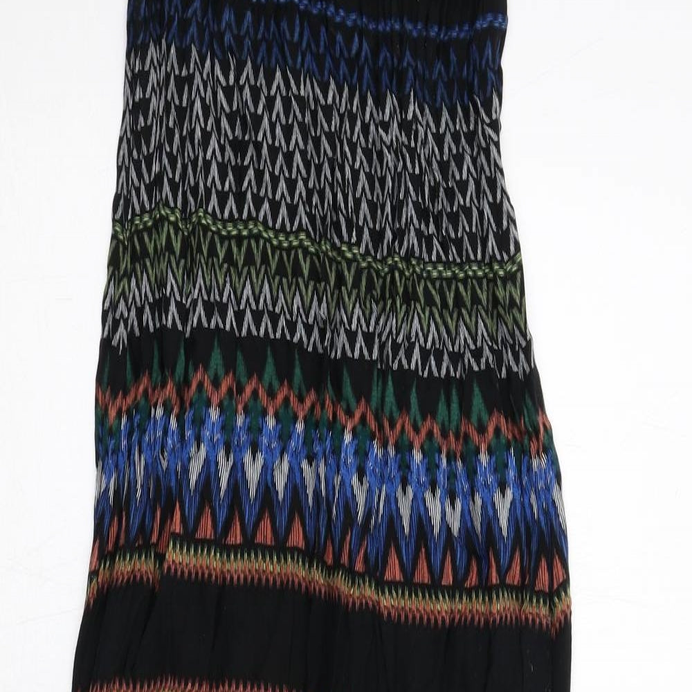 New Look Womens Black Geometric Viscose Maxi Size 8 Square Neck Pullover - Strapless