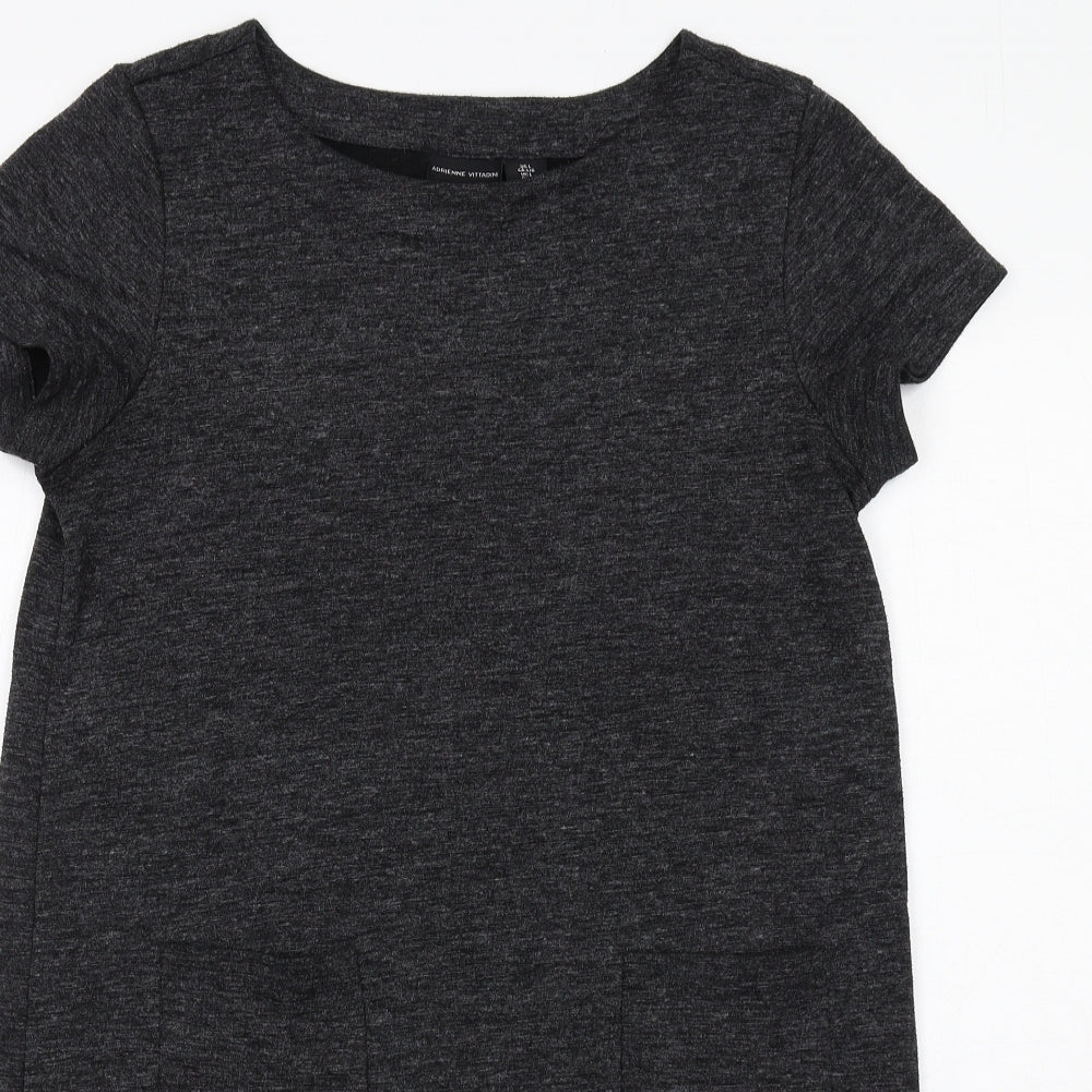 Adrienne Vittadini Womens Grey Polyester T-Shirt Dress Size L Boat Neck Pullover