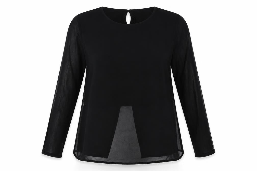 H&M Girls Black Polyester Basic Blouse Size 12-13 Years Round Neck Buckle