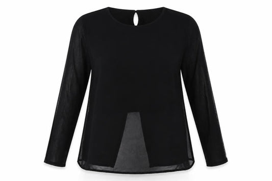 H&M Girls Black Polyester Basic Blouse Size 12-13 Years Round Neck Buckle