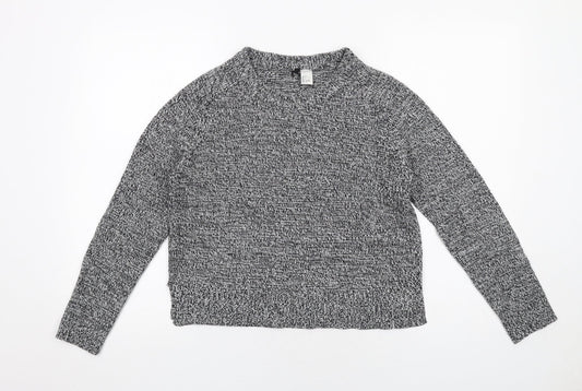 H&M Womens Grey Round Neck Acrylic Pullover Jumper Size S