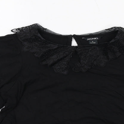 Monki Womens Black Cotton Basic Blouse Size S Collared - Peplum