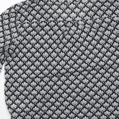 H&M Womens Grey Geometric Polyester Basic Blouse Size S V-Neck