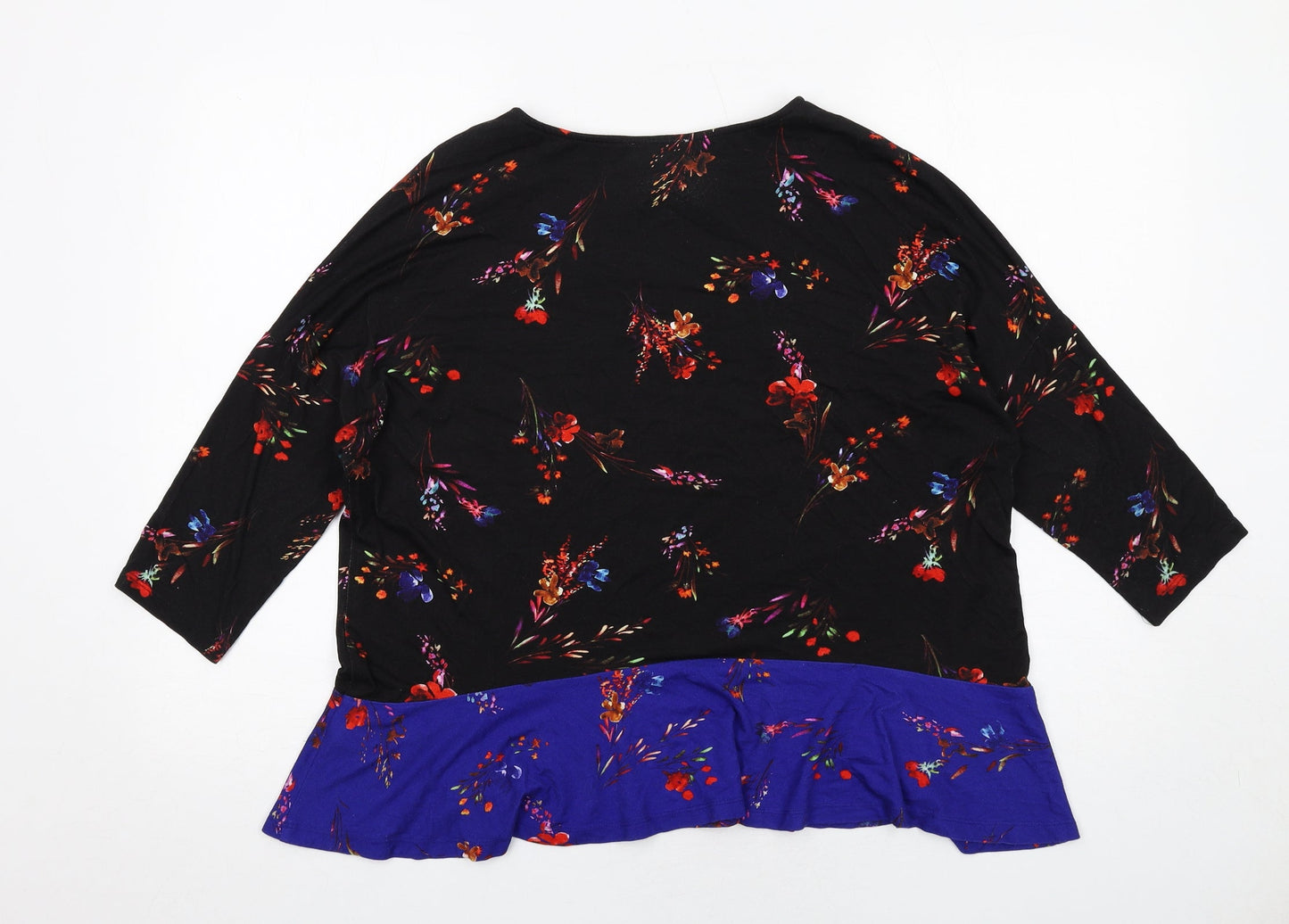 Phase Eight Womens Black Floral Viscose Basic Blouse Size 12 Boat Neck