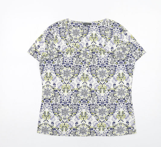 Profile Womens Multicoloured Floral Cotton Basic T-Shirt Size 10 Scoop Neck