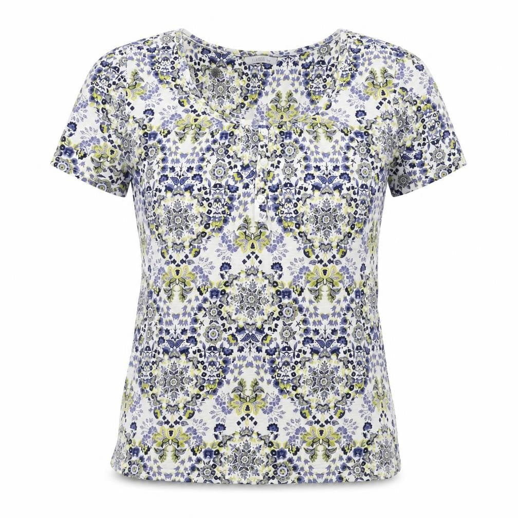 Profile Womens Multicoloured Floral Cotton Basic T-Shirt Size 10 Scoop Neck