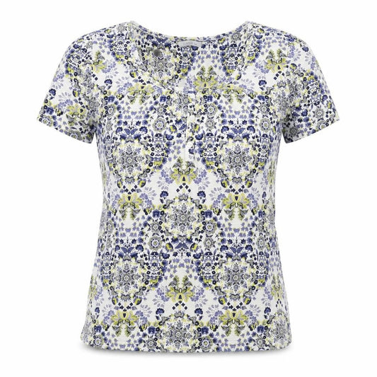 Profile Womens Multicoloured Floral Cotton Basic T-Shirt Size 10 Scoop Neck