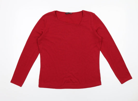 VIZ A VIZ Womens Red Polyester Basic T-Shirt Size 12 V-Neck