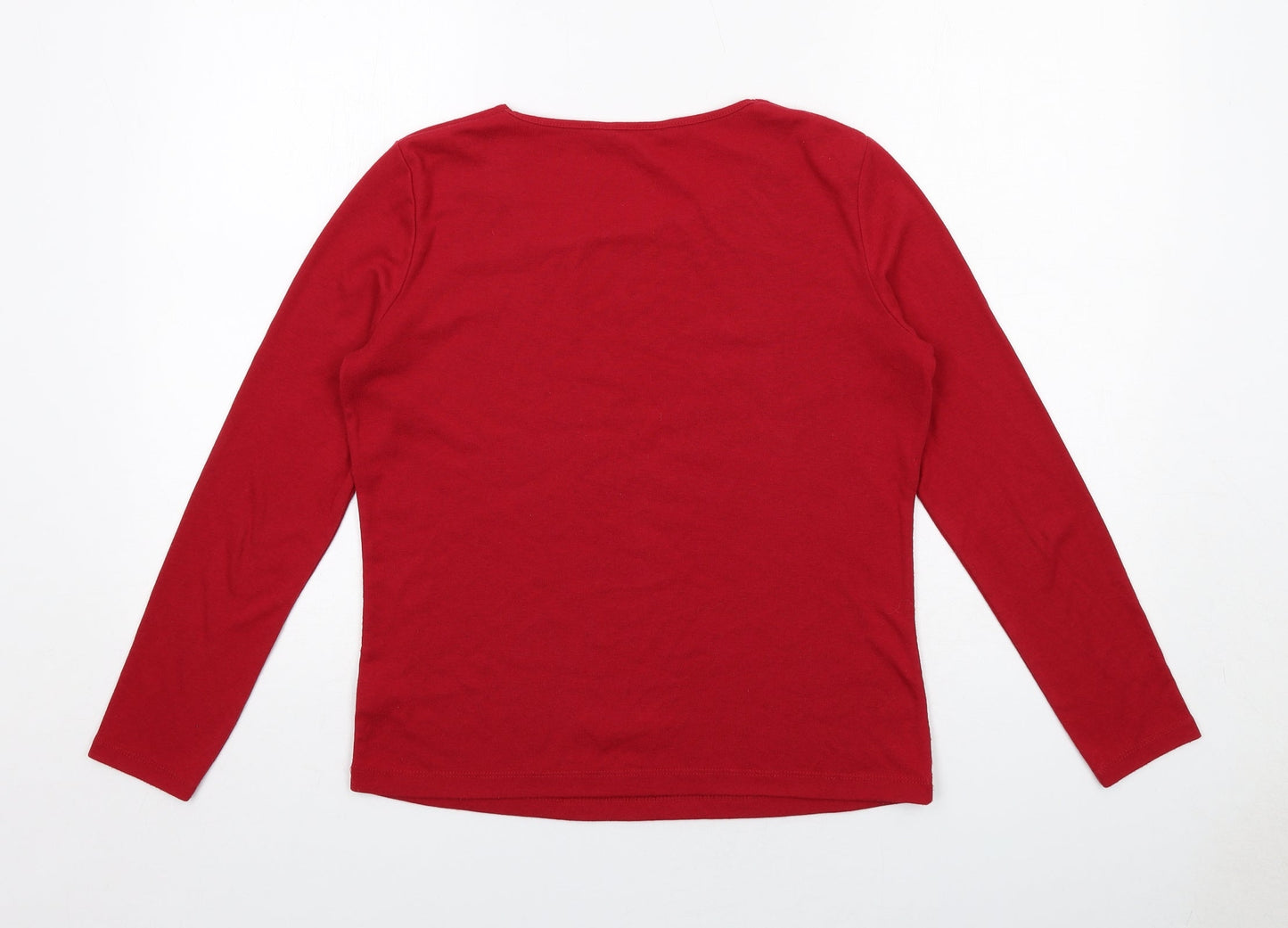 VIZ A VIZ Womens Red Polyester Basic T-Shirt Size 12 V-Neck