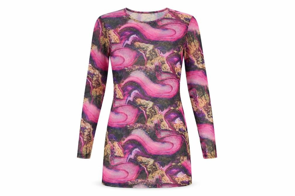 Missguided Womens Multicoloured Geometric Polyester Bodycon Size 10 Round Neck Pullover