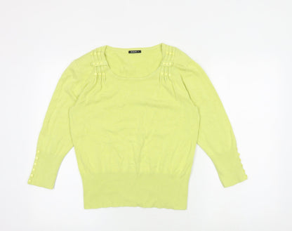 Additional front view of Roman women’s yellow round neck viscose jumper, size UK 10