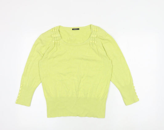 Roman Womens Yellow Round Neck Viscose Pullover Jumper Size 10
