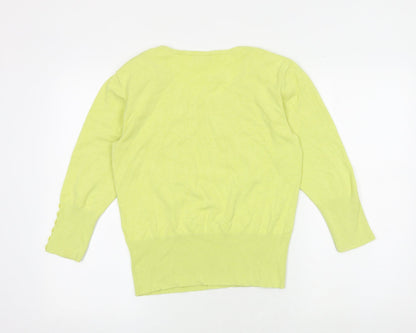 Back view of Roman women’s yellow round neck viscose jumper, size UK 10
