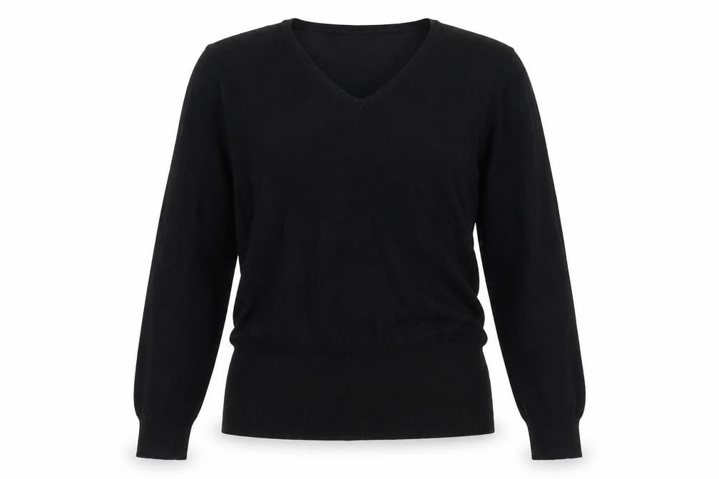 Nightingales Womens Black V-Neck Viscose Pullover Jumper Size 12