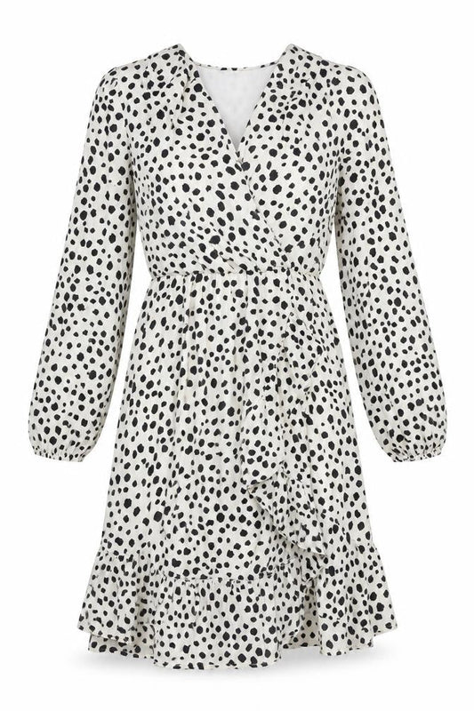 Nasty Gal Womens Beige Animal Print Polyester A-Line Size S V-Neck Pullover - Wrap Style