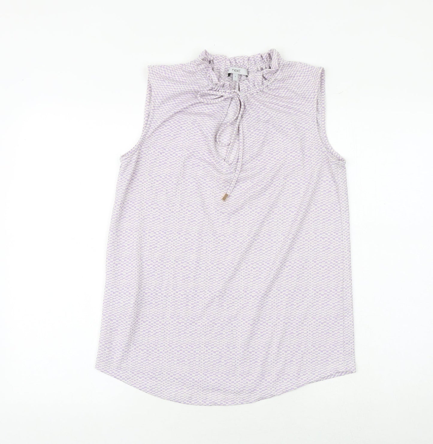 NEXT Womens Purple Check Polyester Basic Tank Size 8 Round Neck