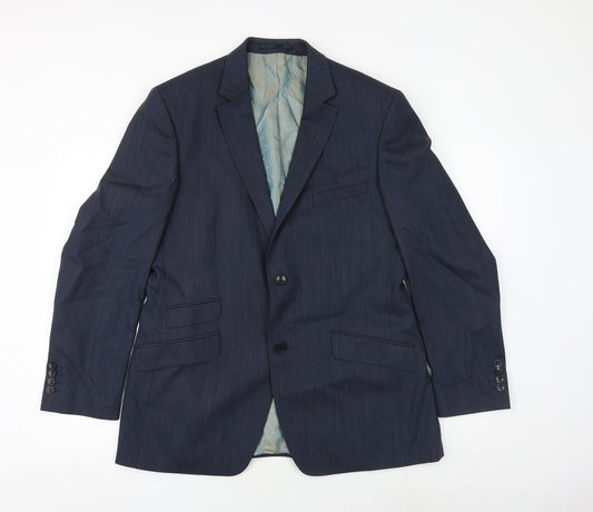 REMUS Mens Blue Wool Jacket Suit Jacket Size 40 Regular
