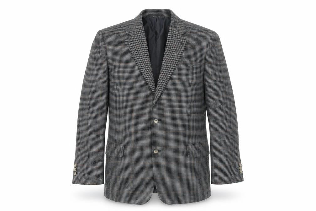 Carabou Mens Grey Geometric Polyester Jacket Suit Jacket Size 46 Regular