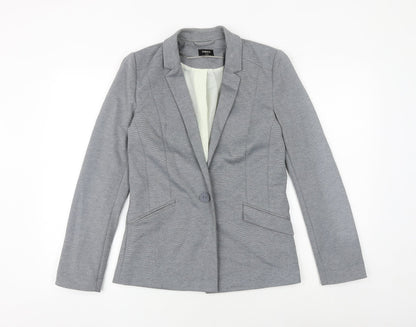 Oasis Womens Grey Geometric Jacket Blazer Size 8 Button