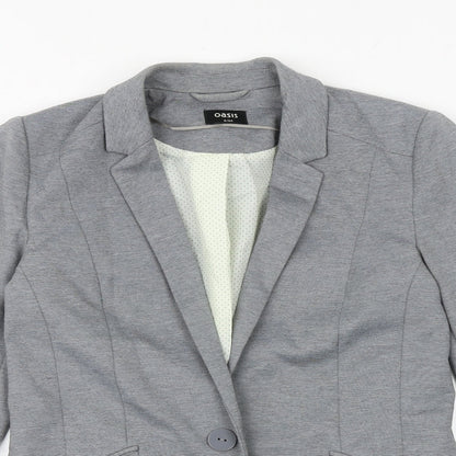 Oasis Womens Grey Geometric Jacket Blazer Size 8 Button
