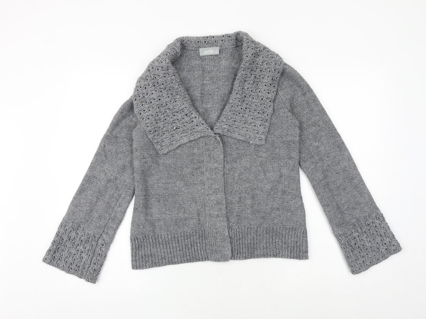 Wallis Womens Grey V-Neck Acrylic Cardigan Jumper Size M
