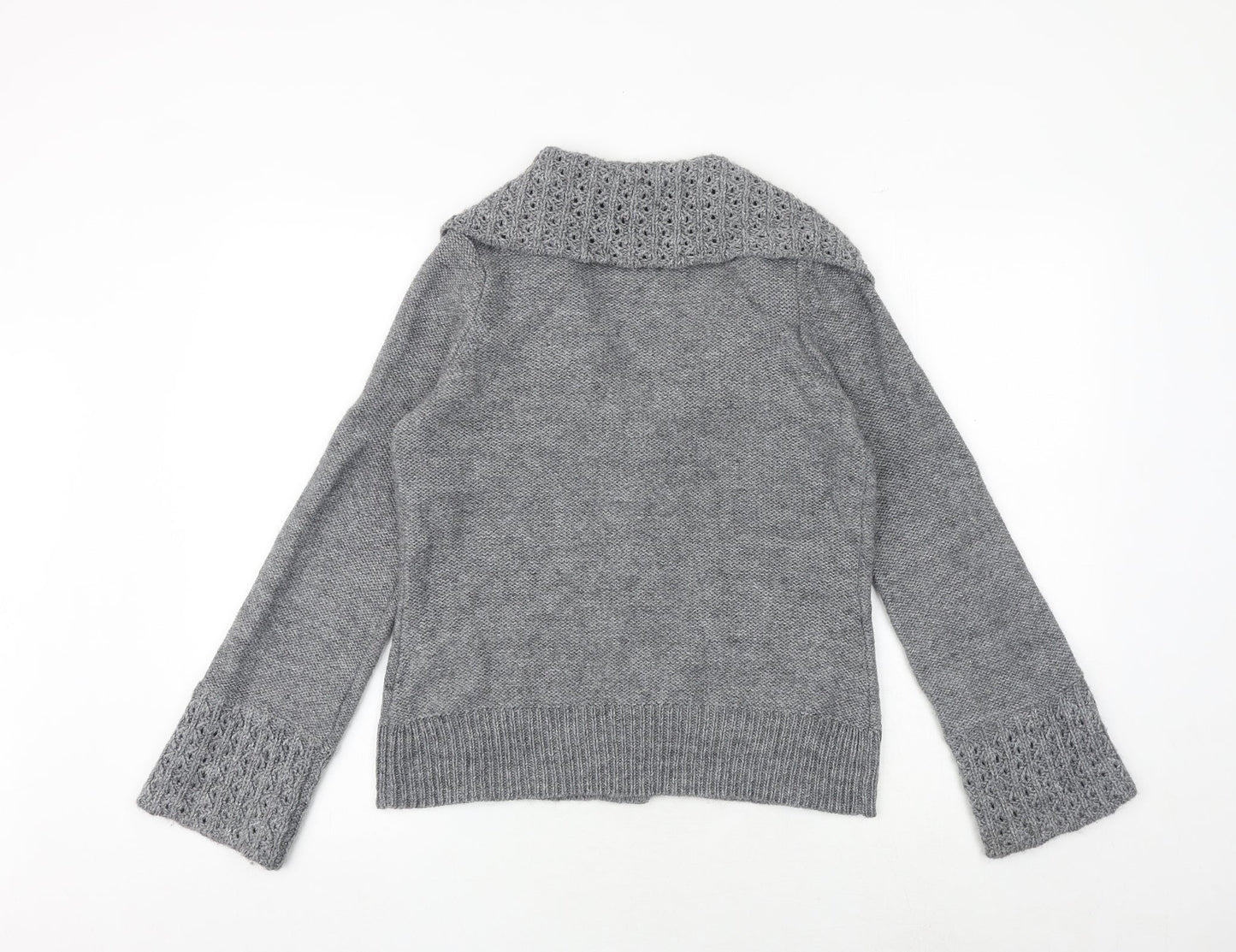 Wallis Womens Grey V-Neck Acrylic Cardigan Jumper Size M