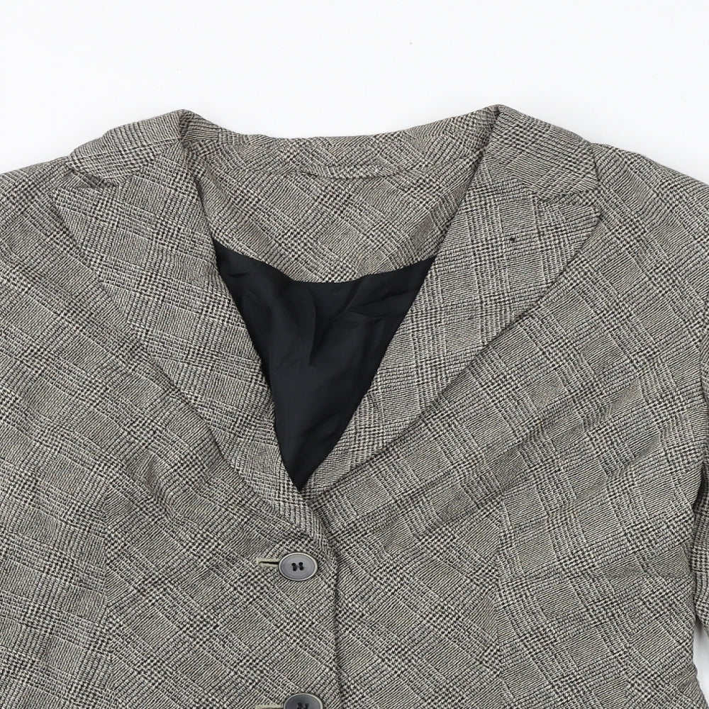 Principles Womens Brown Geometric Jacket Blazer Size 10 Button