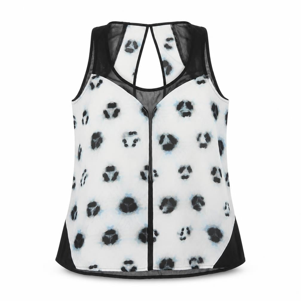 Silence + Noise Womens Grey Geometric Polyester Basic Tank Size M Scoop Neck