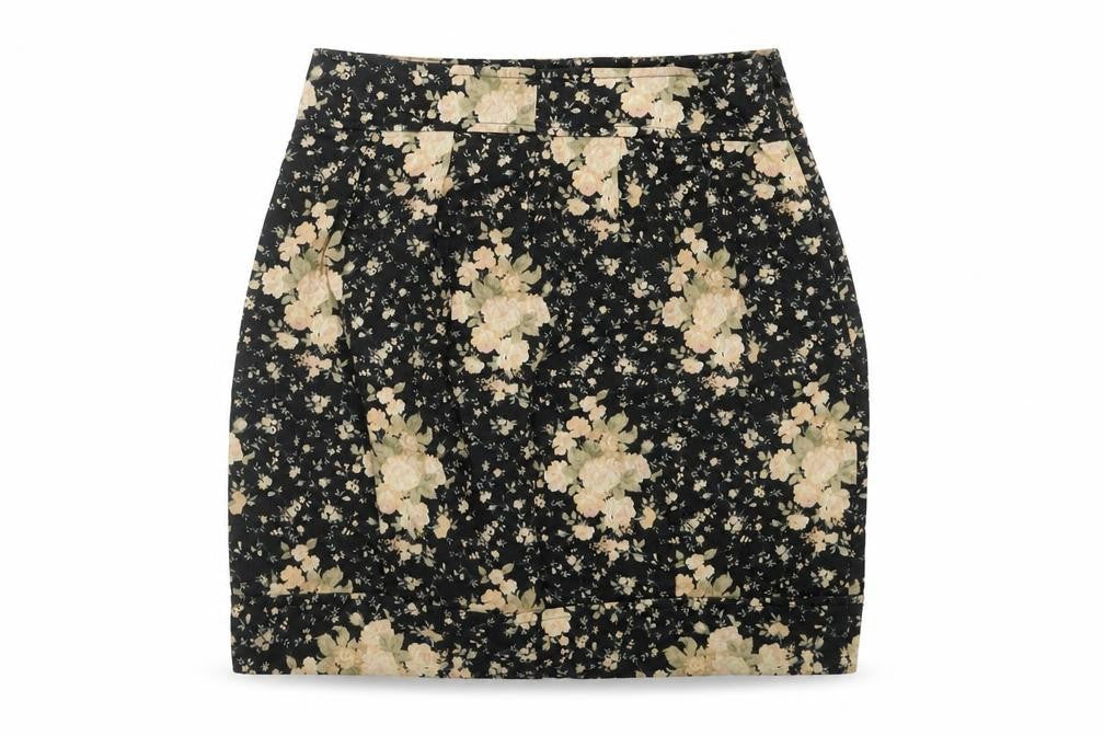 Kimchi Blue Womens Multicoloured Floral Cotton A-Line Skirt Size M Zip