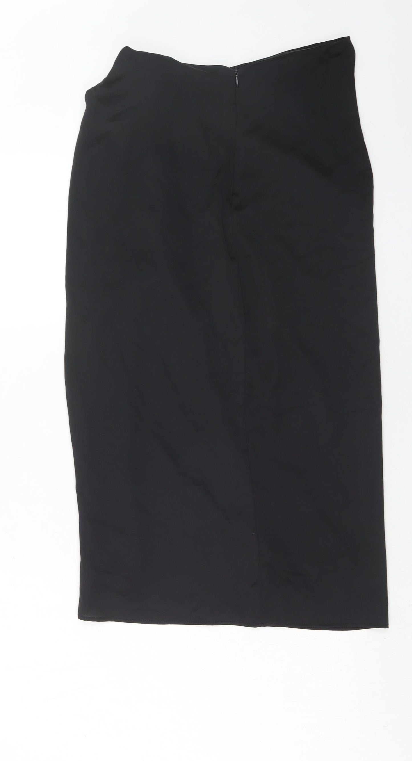 Zara Womens Black Polyester A-Line Skirt Size S Zip