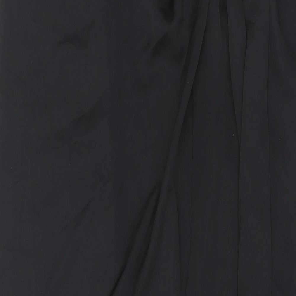Zara Womens Black Polyester A-Line Skirt Size S Zip
