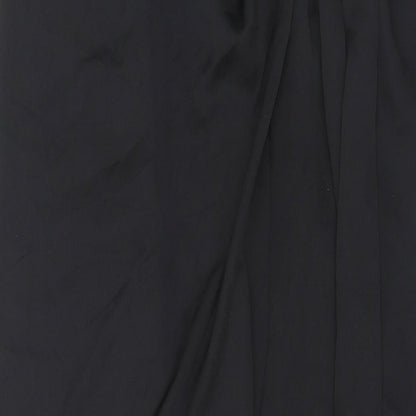 Zara Womens Black Polyester A-Line Skirt Size S Zip