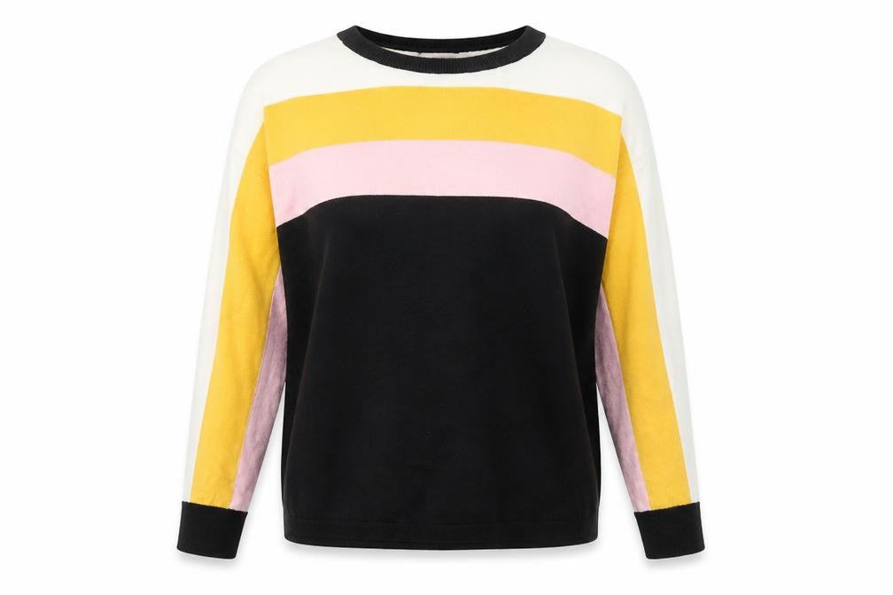 New Look Womens Multicoloured Boat Neck Acrylic Pullover Jumper Size M - Colourblock