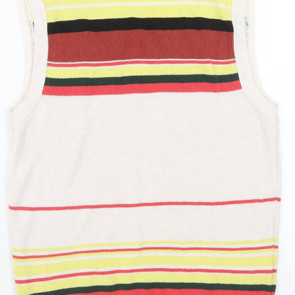 Next Womens Multicoloured Scoop Neck Striped Cotton Pullover Jumper Size S