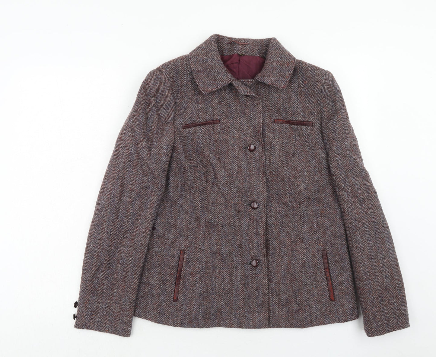 St Michael Womens Purple Geometric Jacket Size 14 Button