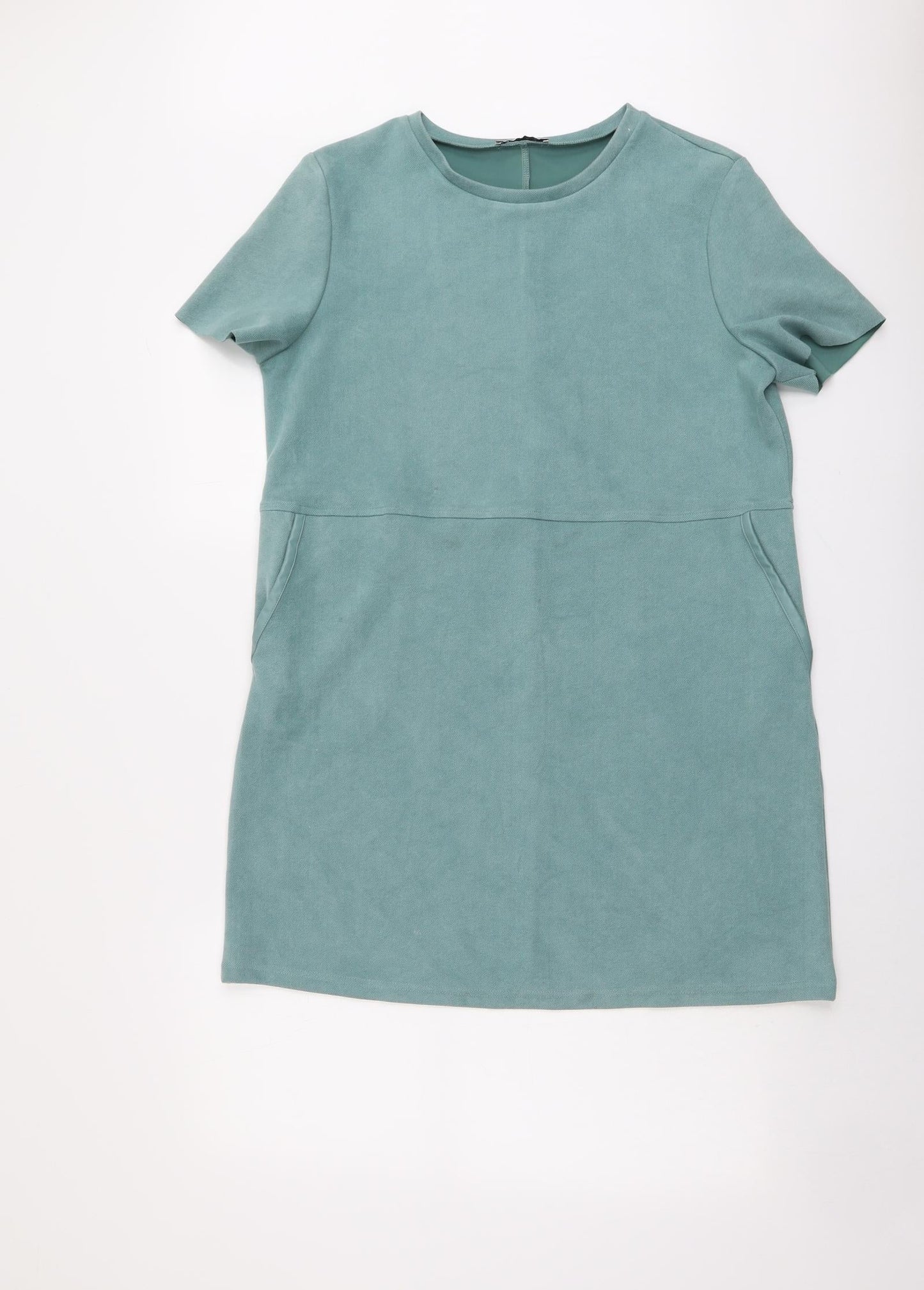Zara Womens Green Polyester A-Line Size L Round Neck Pullover