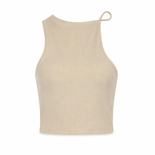Bershka Womens Beige Polyester Cropped Tank Size S Halter
