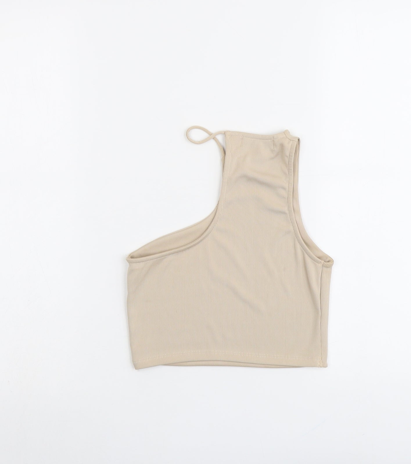 Bershka Womens Beige Polyester Cropped Tank Size S Halter